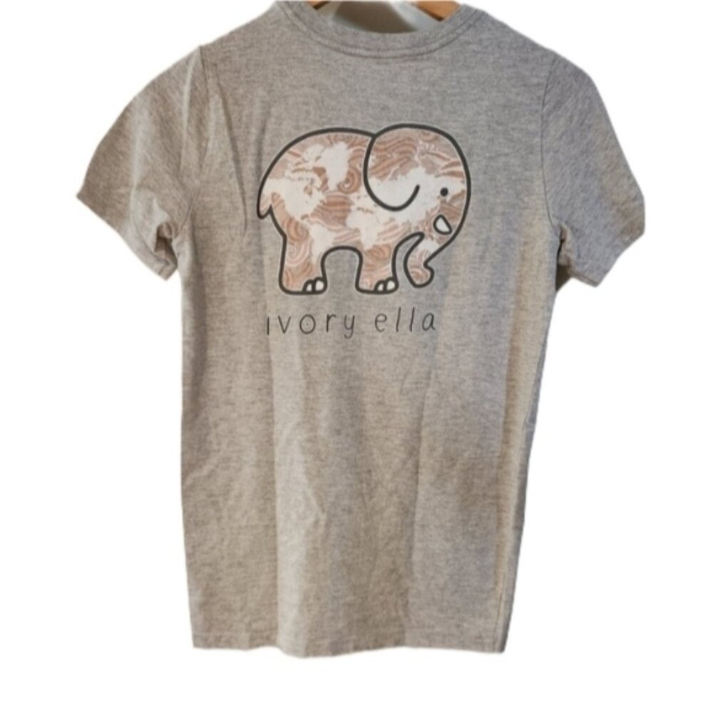 Ivory Ella Small Grey Tee Organic Cotton Elephants